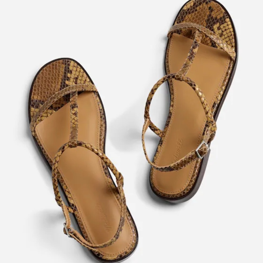 Madewell Brown Snake Print Sandals
